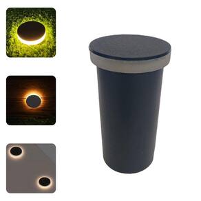 5 Luminárias Balizadores Spot Redondos Led SMD Em PVC De 3W Luz Branco Quente De Embutir Em Chão Solo Gramado Jardim