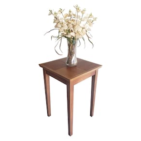Mesa Lateral Rústica 40x40cm em Madeira Maciça - Castanho
