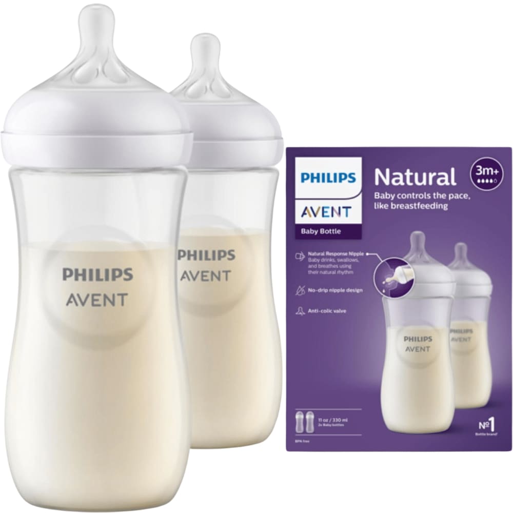 Kit Duplo Mamadeira Pétala 3.0 330ml Transparente 3m+ Avent