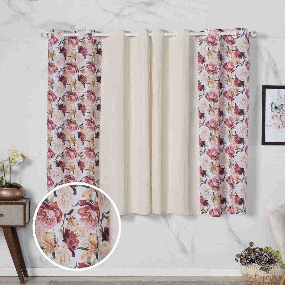 Cortina Floratta Decoração De Sala, Cozinha, 2,00M X 1,70M
