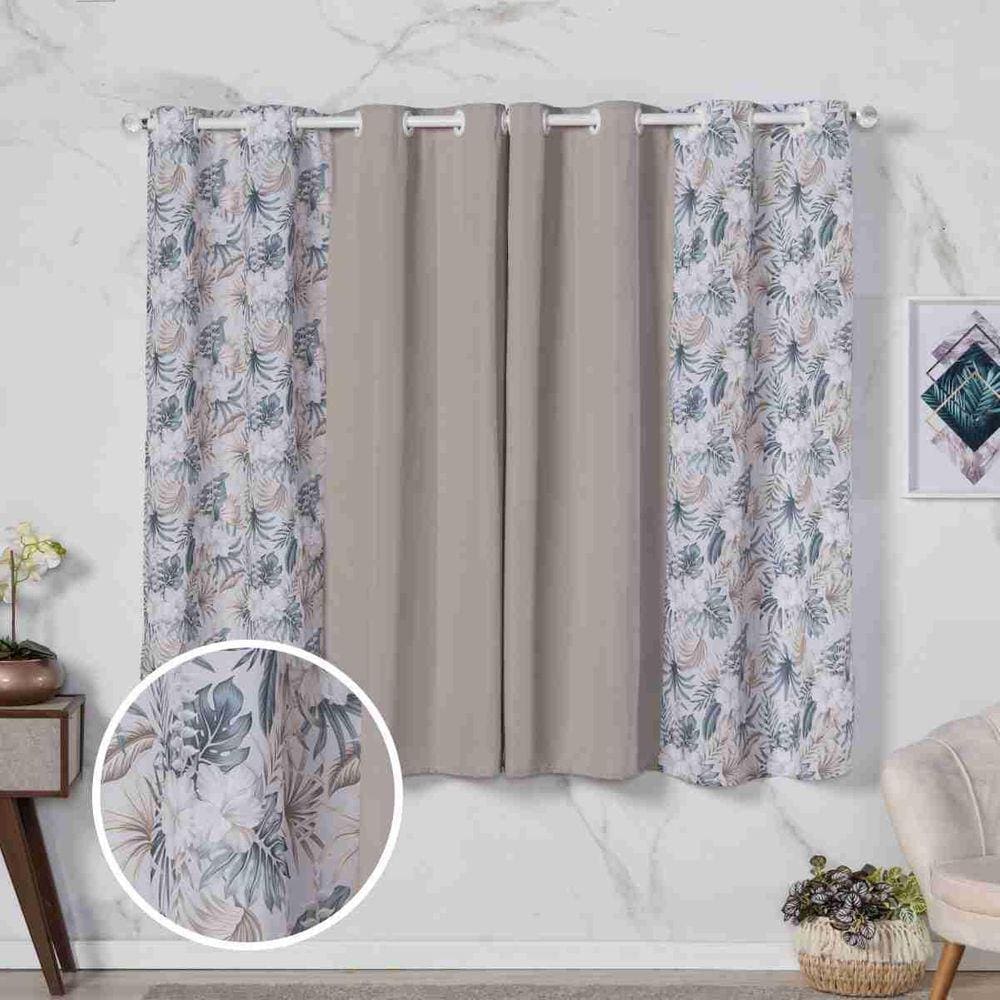 Cortina Floratta Decoração De Sala, Cozinha, 2,00M X 1,70M