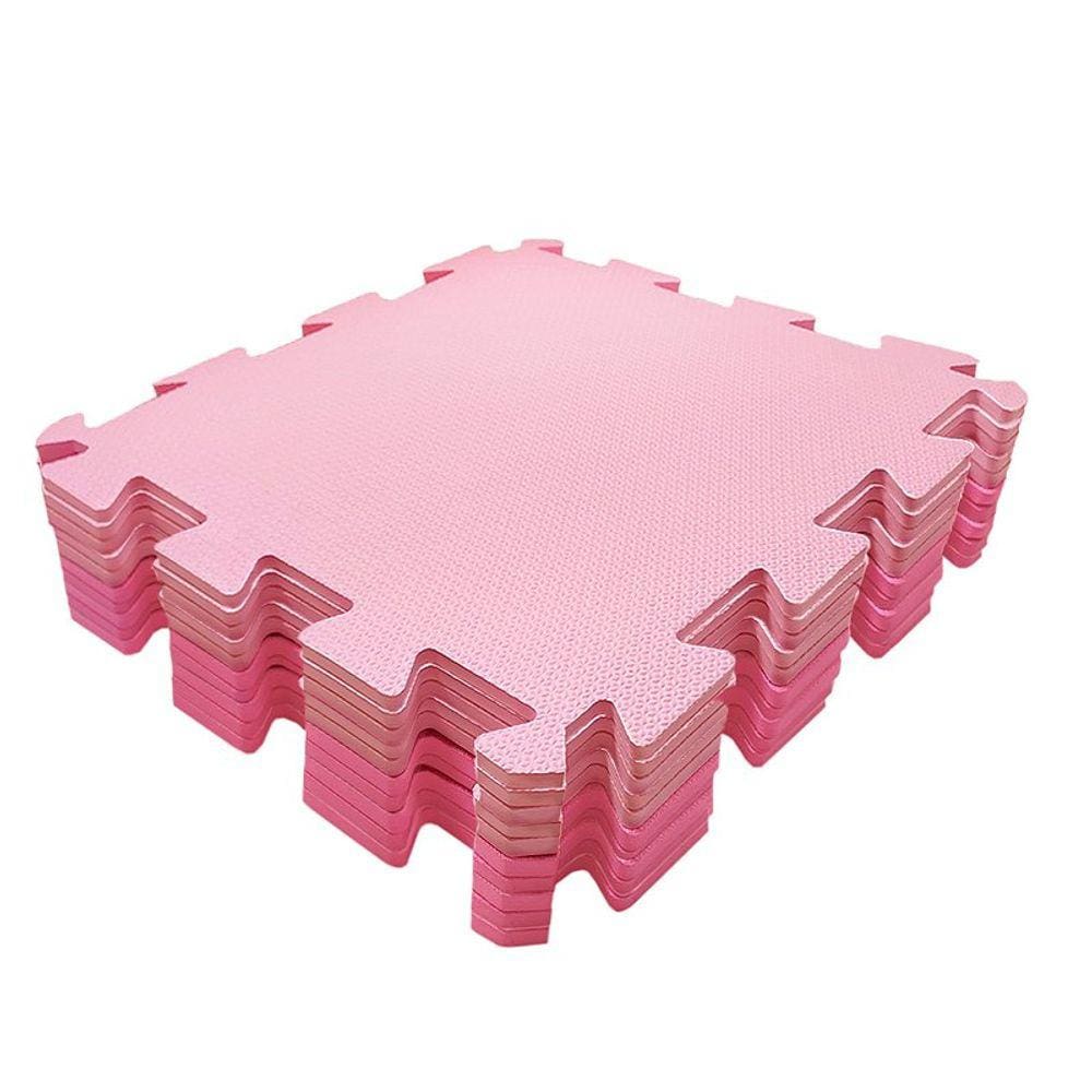 Kit 10 Tatame Infantil EVA Rosa Menina Grosso 50x50 Tapete Emborrachado Bebe Antiderrapante Impermeavel