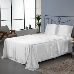 Jogo de Lençol Roupa de Cama Casal King Size 4 Peças Cetim Charmousse Antifrizz Seda