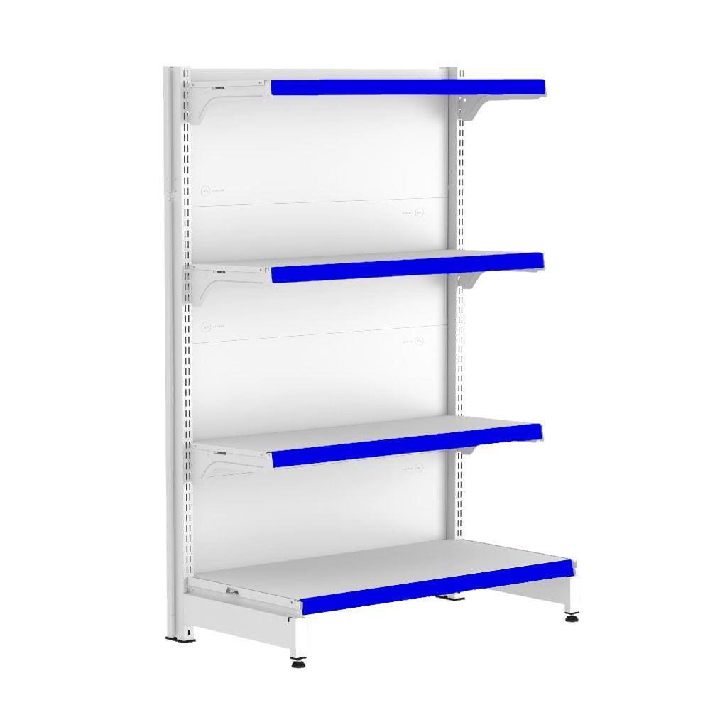 Gondola Ponta 137 FIT Branco 4 Bandeja Pe Azul