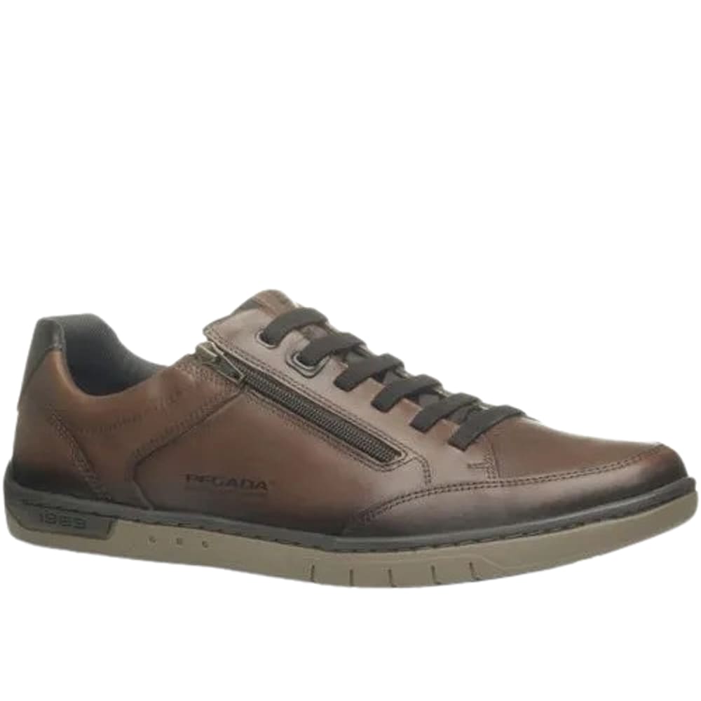 Sapatênis Masculino Pegada Plus Size Couro Anilina Marrom Pinhão Elástico Zíper