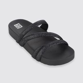 Sandália Feminina Papete Flat Birken Zaxy Brilho Strass
