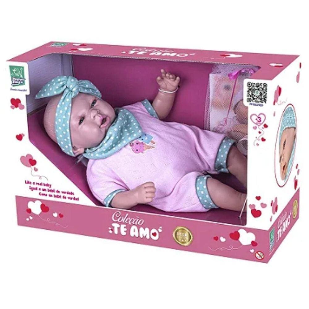 Boneca Bebê Reborn Coleção Te Amo Menina Com Acessórios