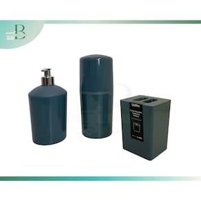 Kit banheiro completo Porta Escova, Porta Sabão e  Porta algodão/cotonete Azul