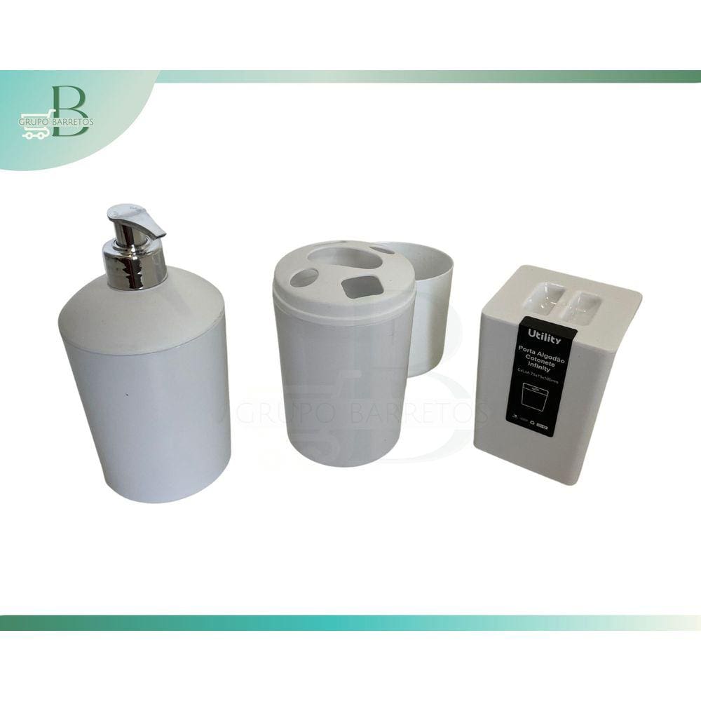 Kit banheiro completo Porta Escova, Porta Sabão e Porta algodão/cotonete Preto