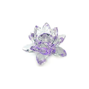 Enfeite Decoração de Cristal Vidro Flor de Lotus Para Sala Quarto Cristaleira Pequeno 8CM