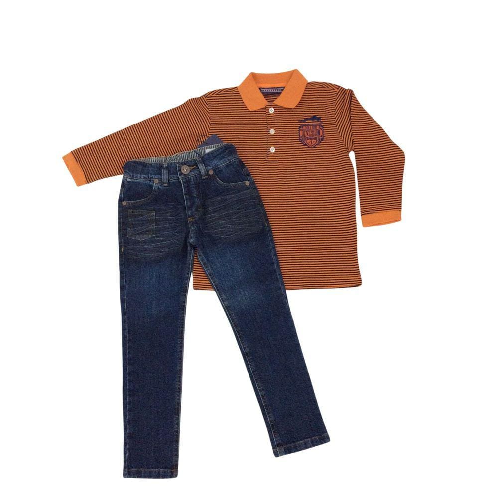 Conjunto Infantil Festa Masculino Zemar Laranja+jeans