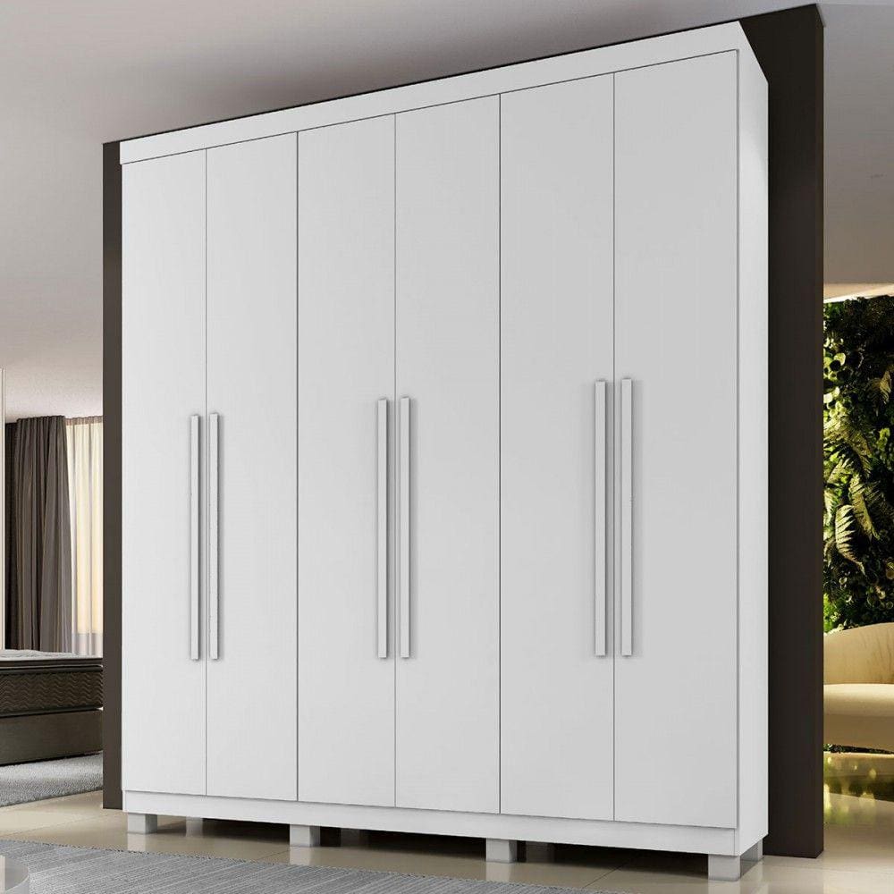 Guarda-Roupa Casal Viena 6 Portas 3 Gavetas Branco - Panorama Móveis