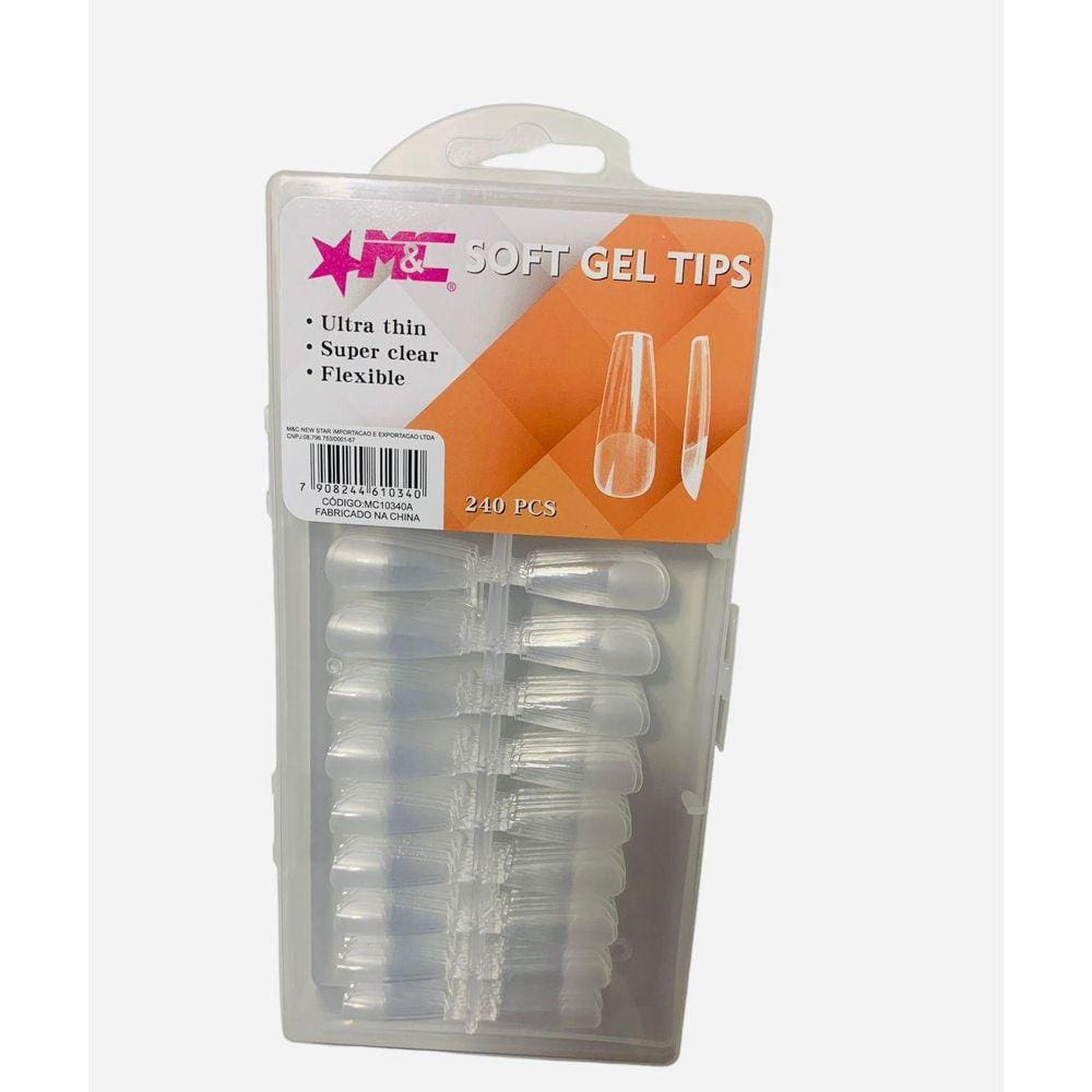 Unhas Postiças Soft Gel Transparente Flexível Bailarina 240X