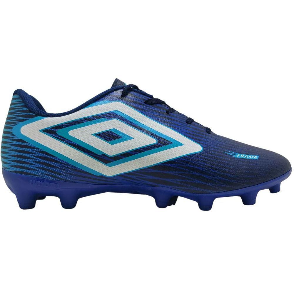 Chuteira Umbro Frame Campo Masculina Marinho Branco Scuba Blue