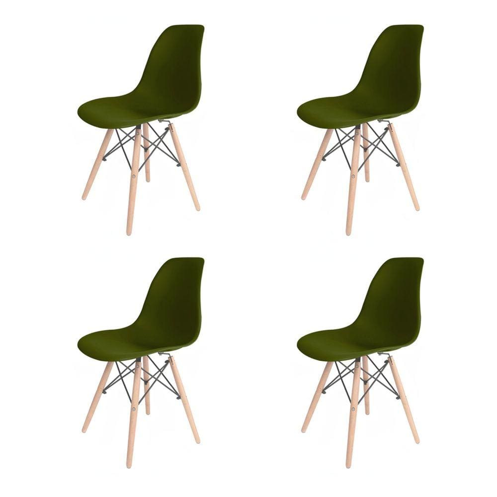 Cadeira para Sala de Jantar Eames Pp Dsw Verde Militar