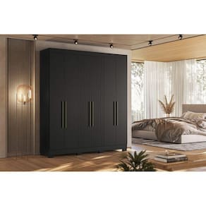 Guarda-roupa Casal 6 Portas Ripado Dakota Preto Ac