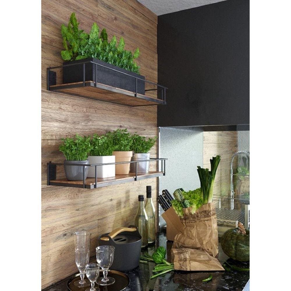 Prateleira Modelo Rústica 80 Cm Estrutura em Aço Branca e Prateleira em Mdf Estilo Rústico Branco Fosco