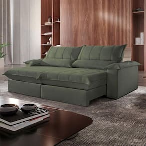 Sofá Retrátil e Reclinável com Catraca Blindada 220cm Porto Bello Sanzio/Verde