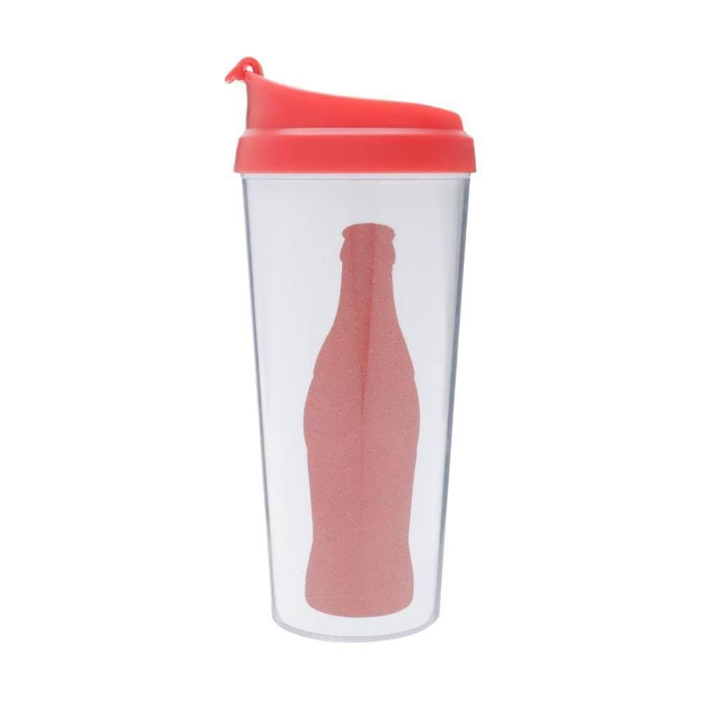 Copo Térmico Plástico Coca-Cola Logo Contour Branco 8,5Cm