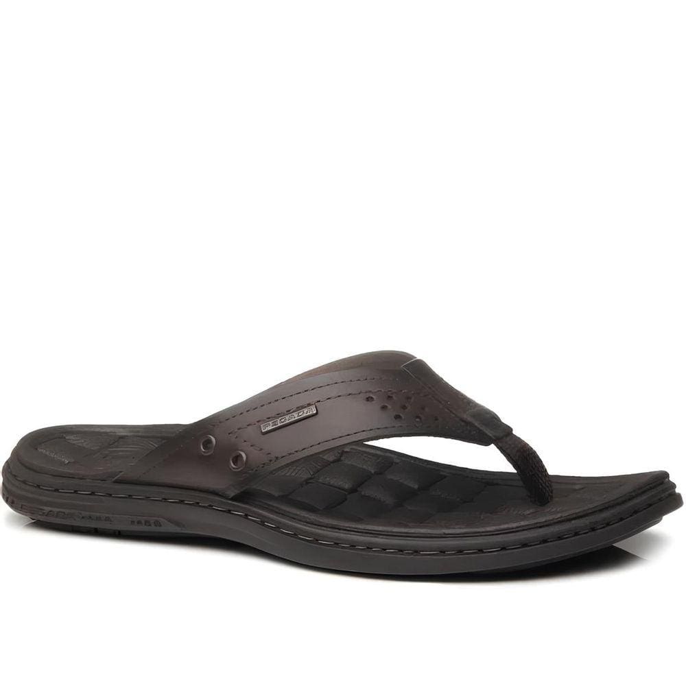 Chinelo Masculino Pegada De Dedo Couro Amortech Cravo Marrom