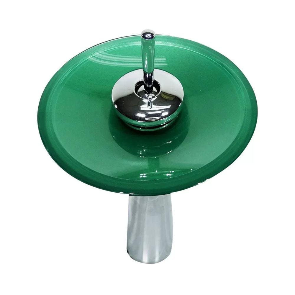 Torneira Monocomando de Vidro Redonda Alta Verde