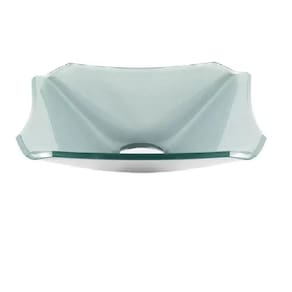 Cuba de Vidro Quadrada Chanfrada 34cm Prata