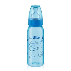 Mamadeira Azul  Divertida Bico Silicone 240ml Tam.2 - Lillo