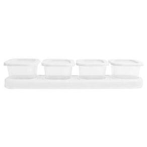 Porta Tempero Condimentos Com 4 Potes Transparente E Branco