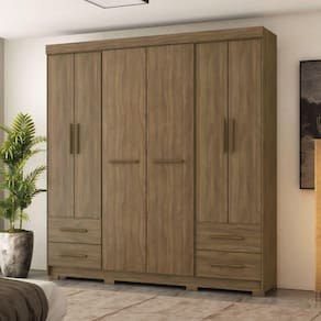 Guarda-roupa Vitorino 6 Portas e 4 Gavetas Nogueira
