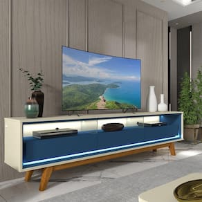 Rack para Tv até 85 Polegadas com Led com Pés Requinte 212cm Off White/Azul Royal