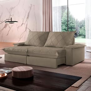 Sofá Retrátil e Reclinável com Catraca Blindada 220cm Merlot Jolie/Cinza