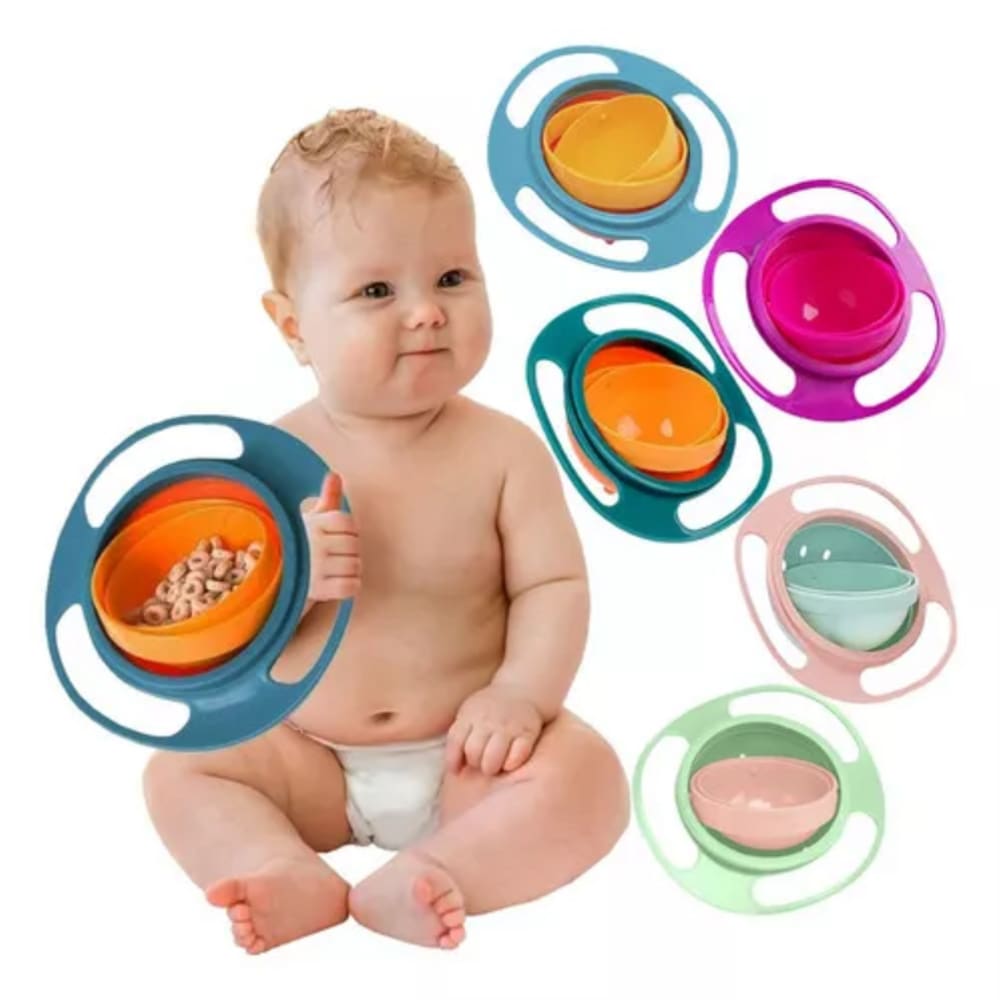 Prato De Plastico Infantil Tigela 360 Graus Giratoria Anti Derramamento