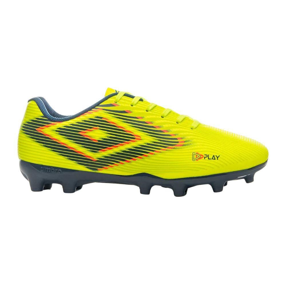 Chuteira Umbro Play Campo Masculina Limao Marinho Coral