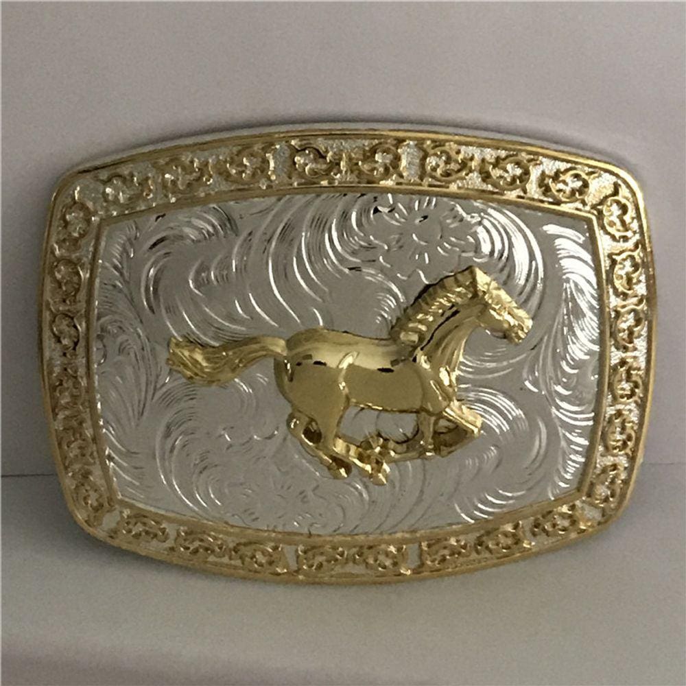 Fivela de cinto Western Gold Horse Metal Fivela para homens