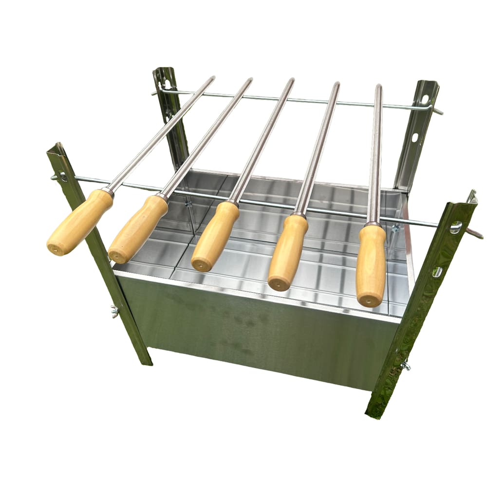 Churrasqueira Desmontável De Inox Com 5 Espetos