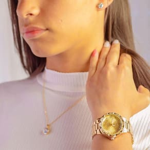 Relógio Feminino Dourado De Pulso Analógico