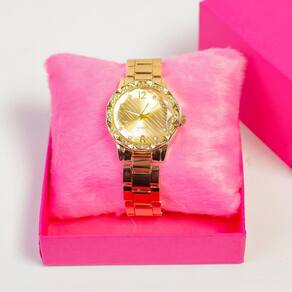 Relógio Quartz Feminino Aço Inoxidavel Dourado Com Garantia