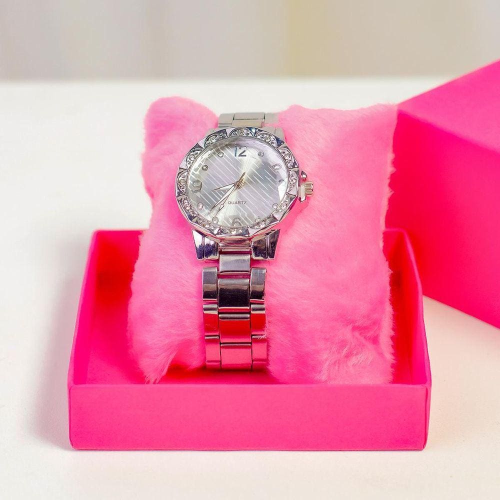 Relógio Feminino Prata Barato Com