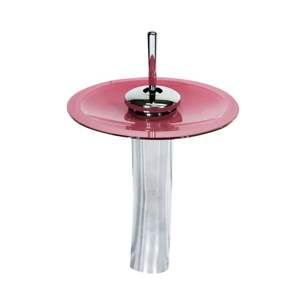 Torneira Monocomando de Vidro Redonda Alta Rosa