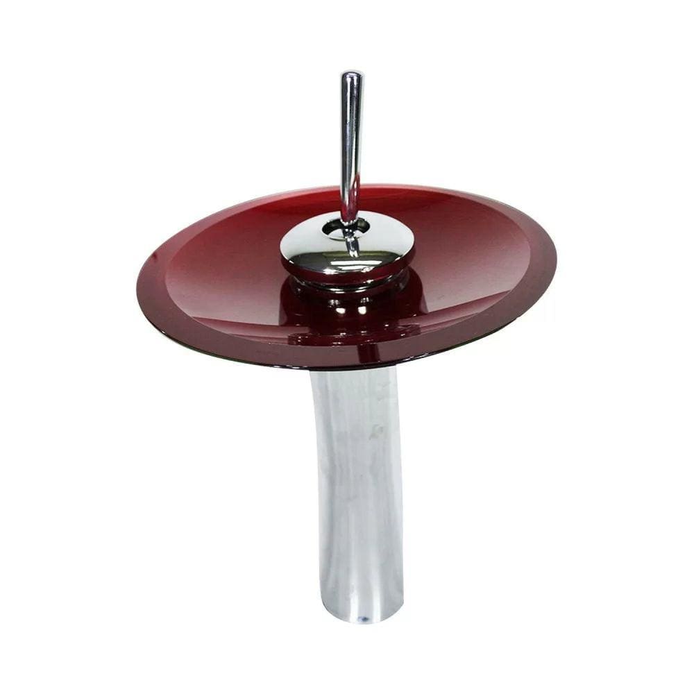 Torneira Monocomando de Vidro Redonda Alta Vermelho Cereja