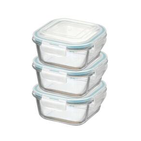 Kit Potes De Vidro Herméticos 3 Peças Quadrado 310Ml