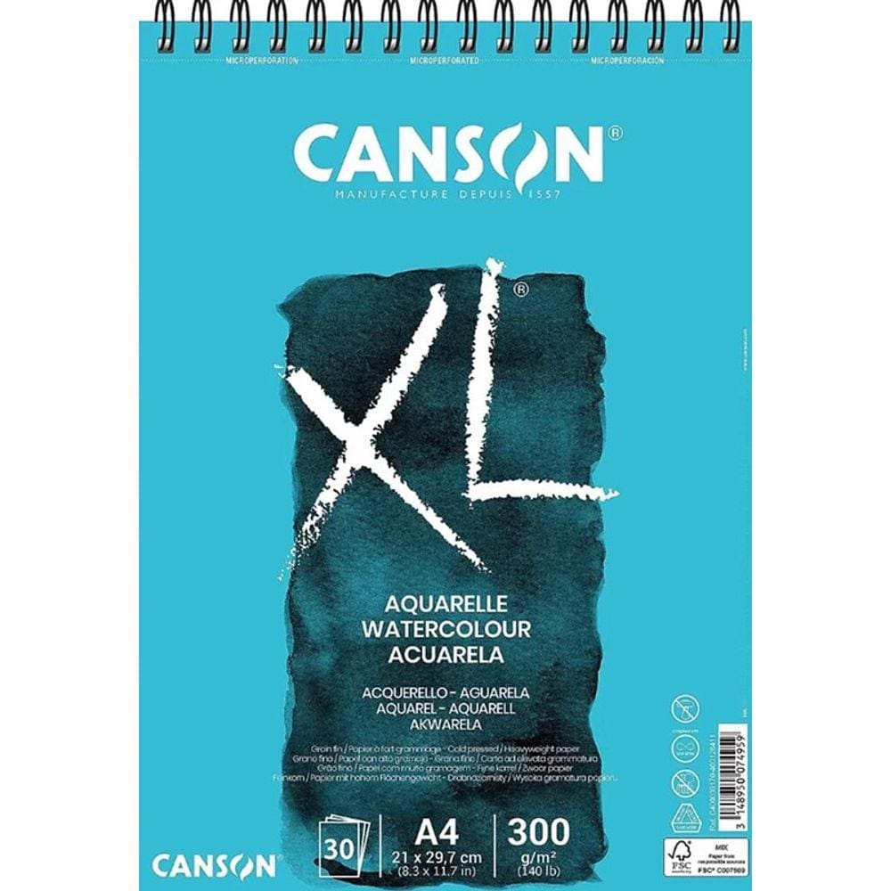 Bloco Espiralado XL A4 300g/m² Aquarelle 30 Folhas - Canson