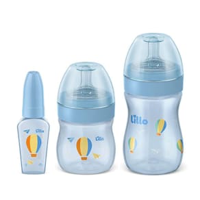Kit de Mamadeira Primeiros Passos 50/150/240ml Azul - Lillo