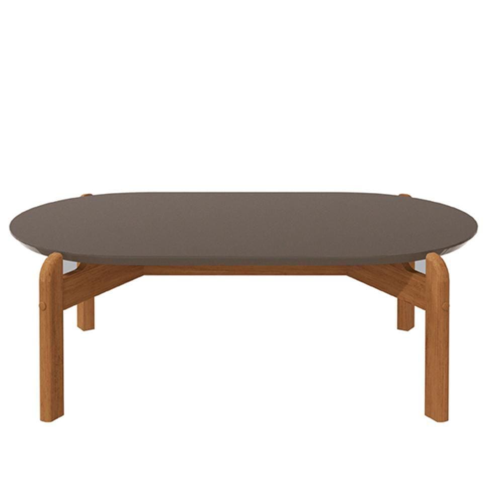 Mesa de Centro Sala Lizz Oblonga com Pés de Madeira Maciça