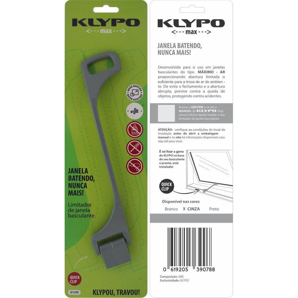 Klypo Max Limitador Da Abertura De Janela Basculante Cinza