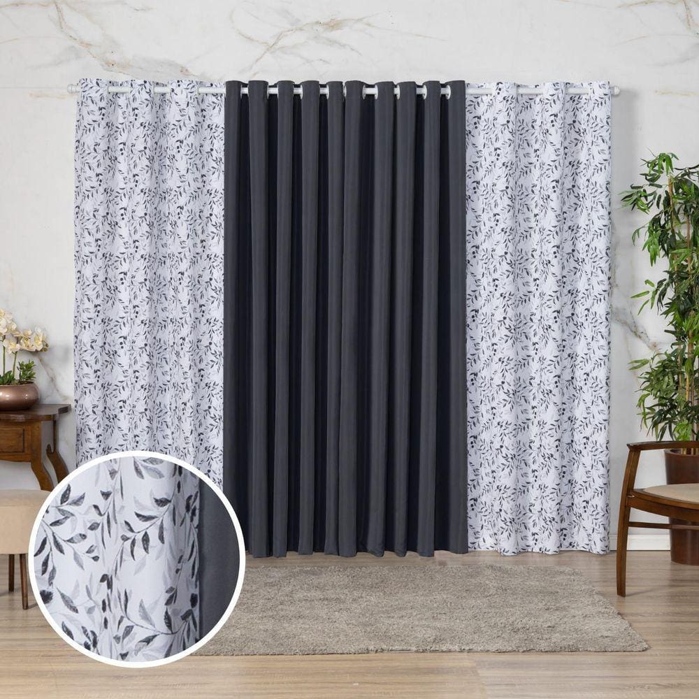 Cortina Floratta Decoração De Sala, Cozinha, 3,00M X 2,20M