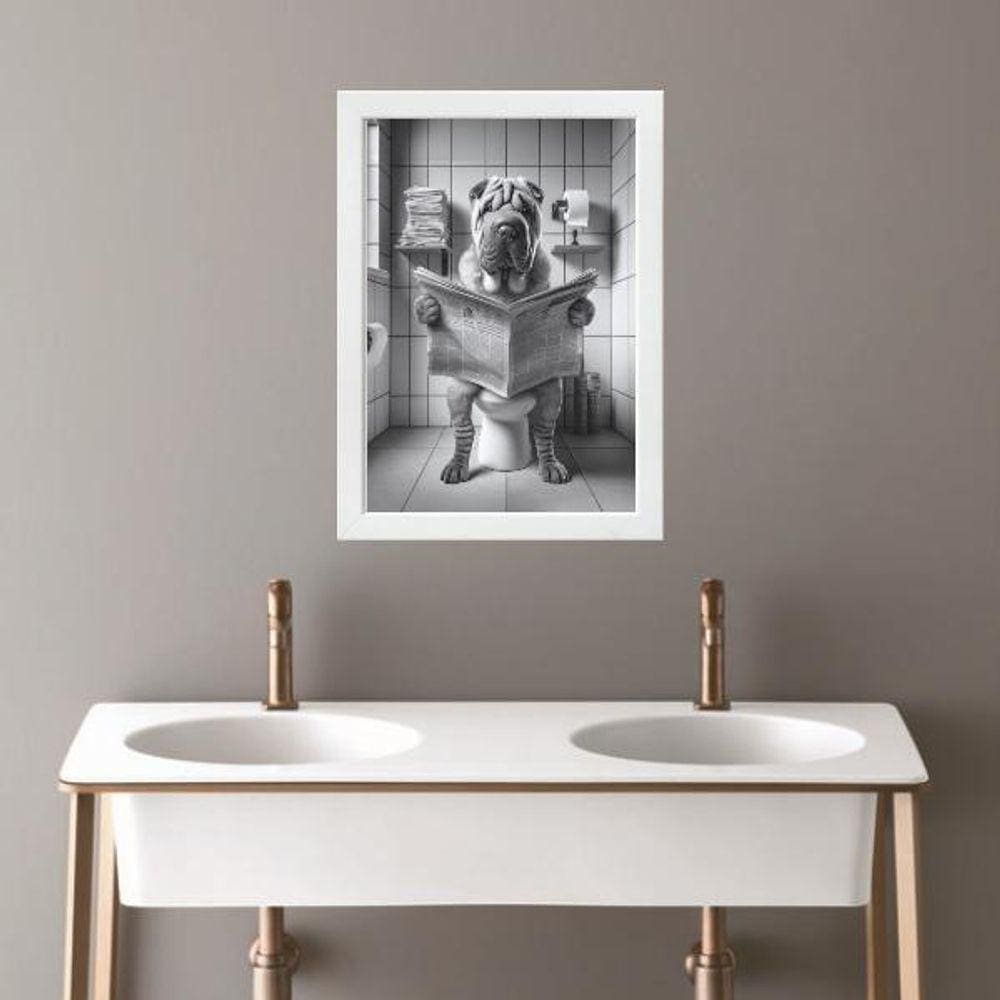 Quadro Banheiro Coleção Animais - Sharpei 24X18Cm