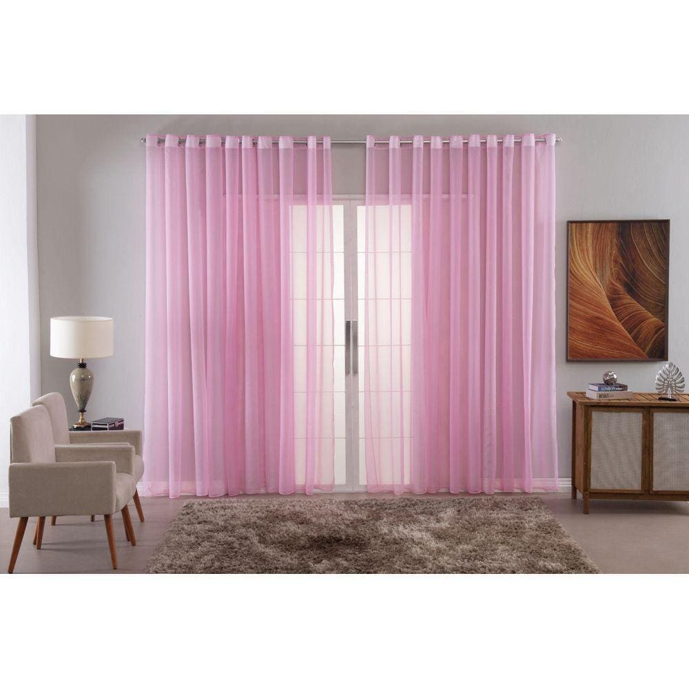 Cortina Sala Quarto Voal Liso Delicate 300X280 Transparente