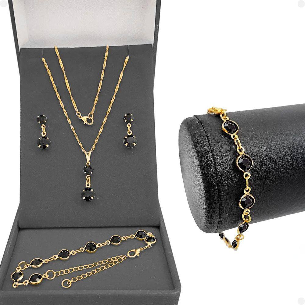 Corrente Veneziana Feminina + pulseira + brincos + pingente