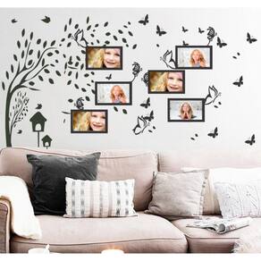 Adesivo Decorativo Para Foto e Árvore com Borboletas e folha